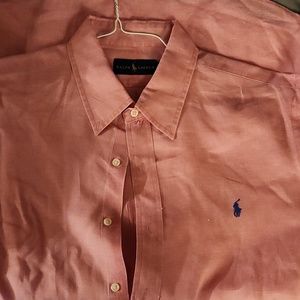 Ralph Lauren Xl short sleeve dusty rose button down shirt.